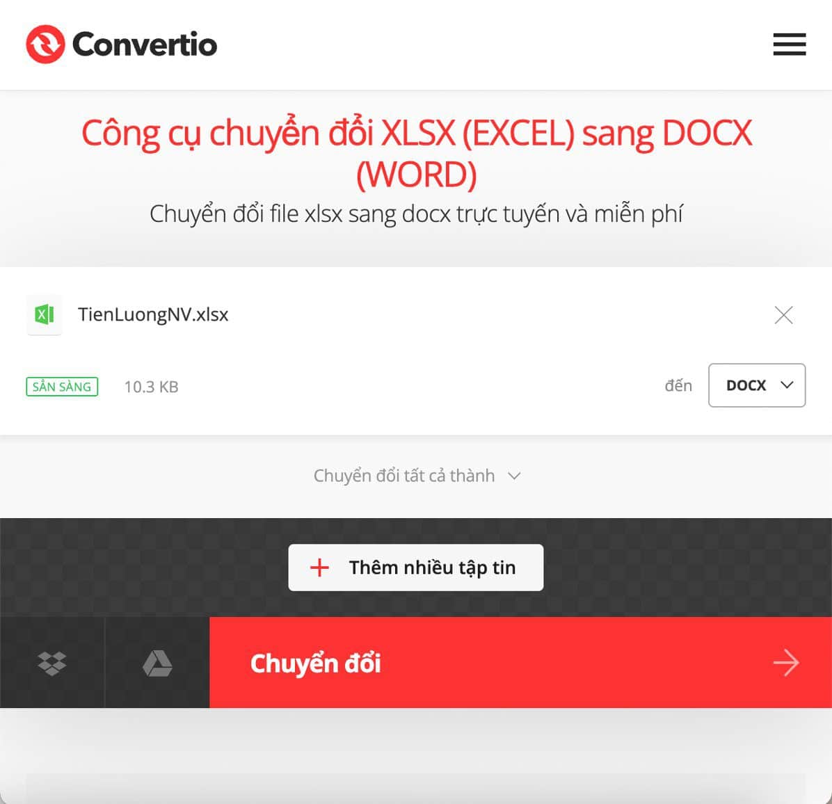 chuyển excel sang word