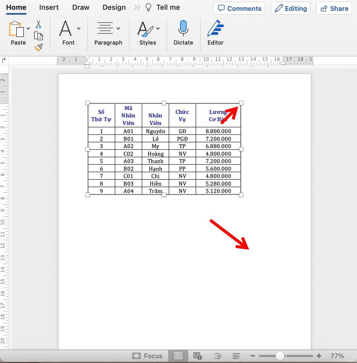 chuyển file excel sang word