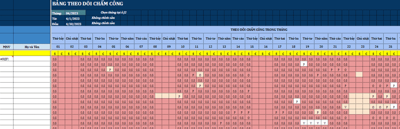 Bảng theo dõi ngày nghỉ phép của nhân viên số 2