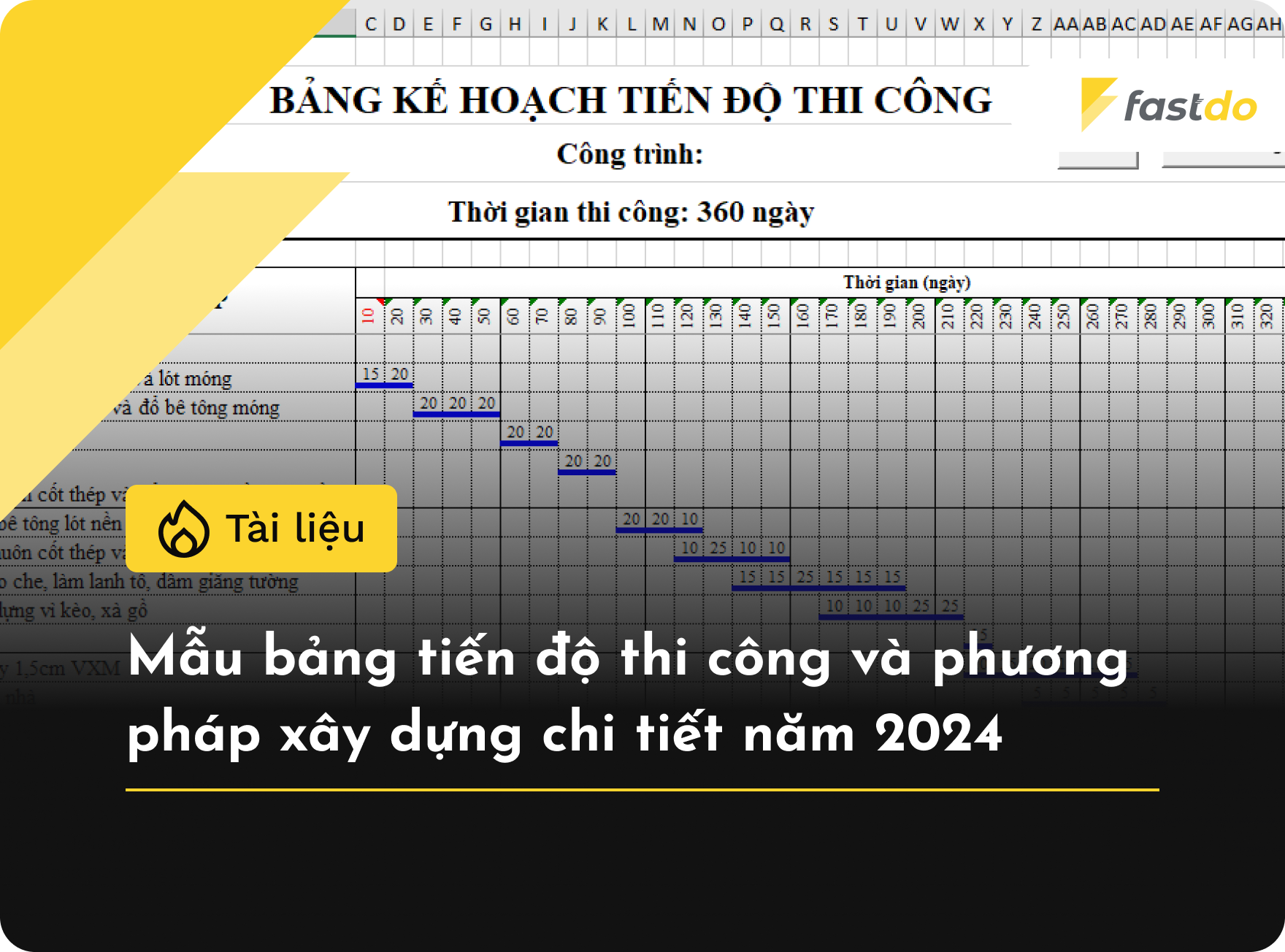 bảng tiến độ thi công