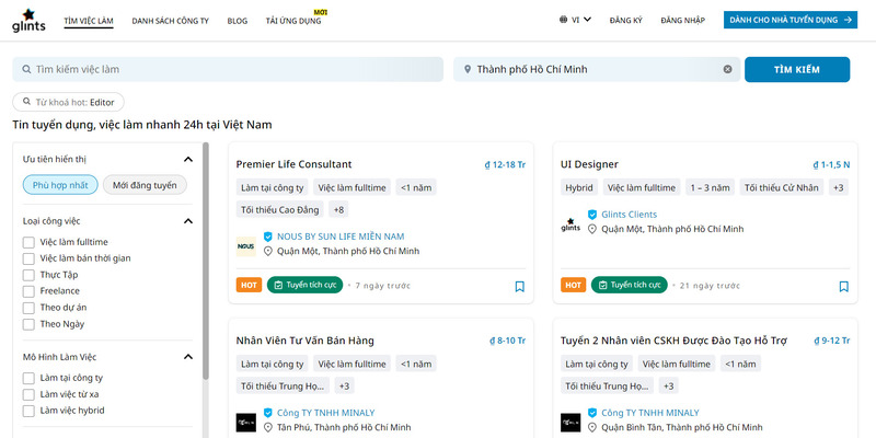 Glints - Một trong các trang tìm việc uy tín