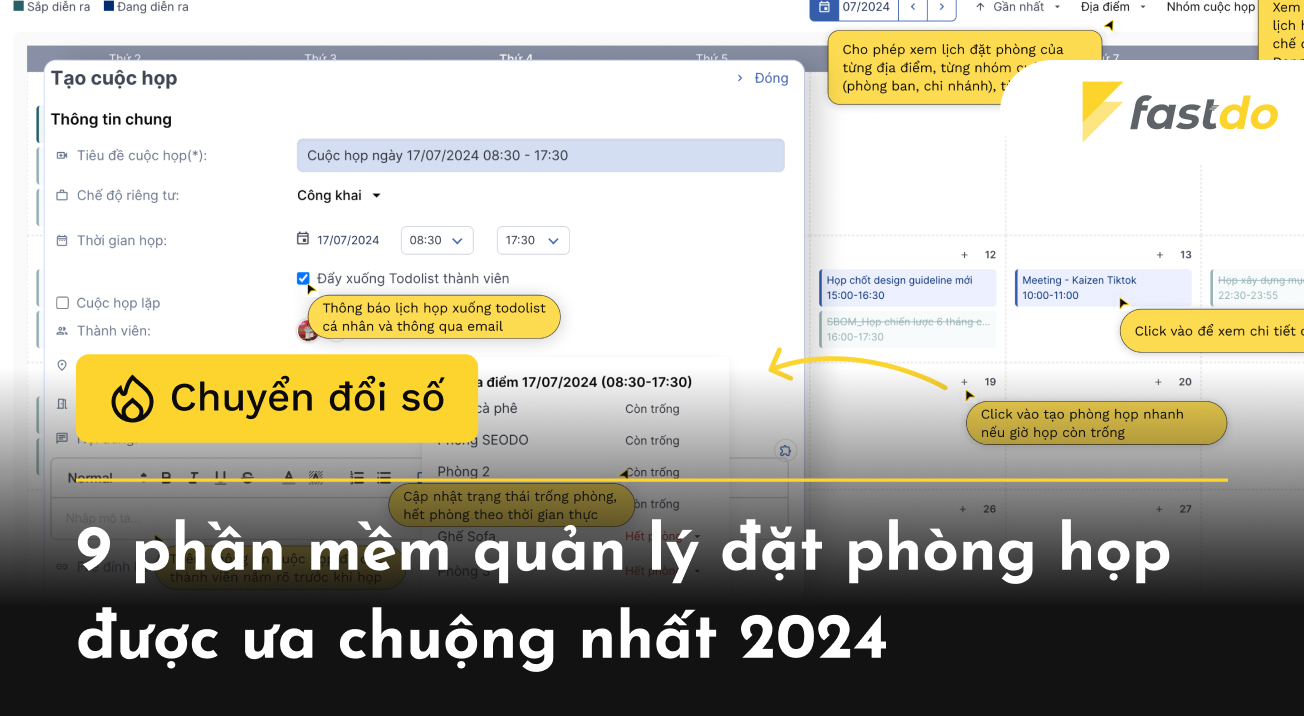 9 phần mềm quản lý đặt phòng họp được ưa chuộng nhất 2024