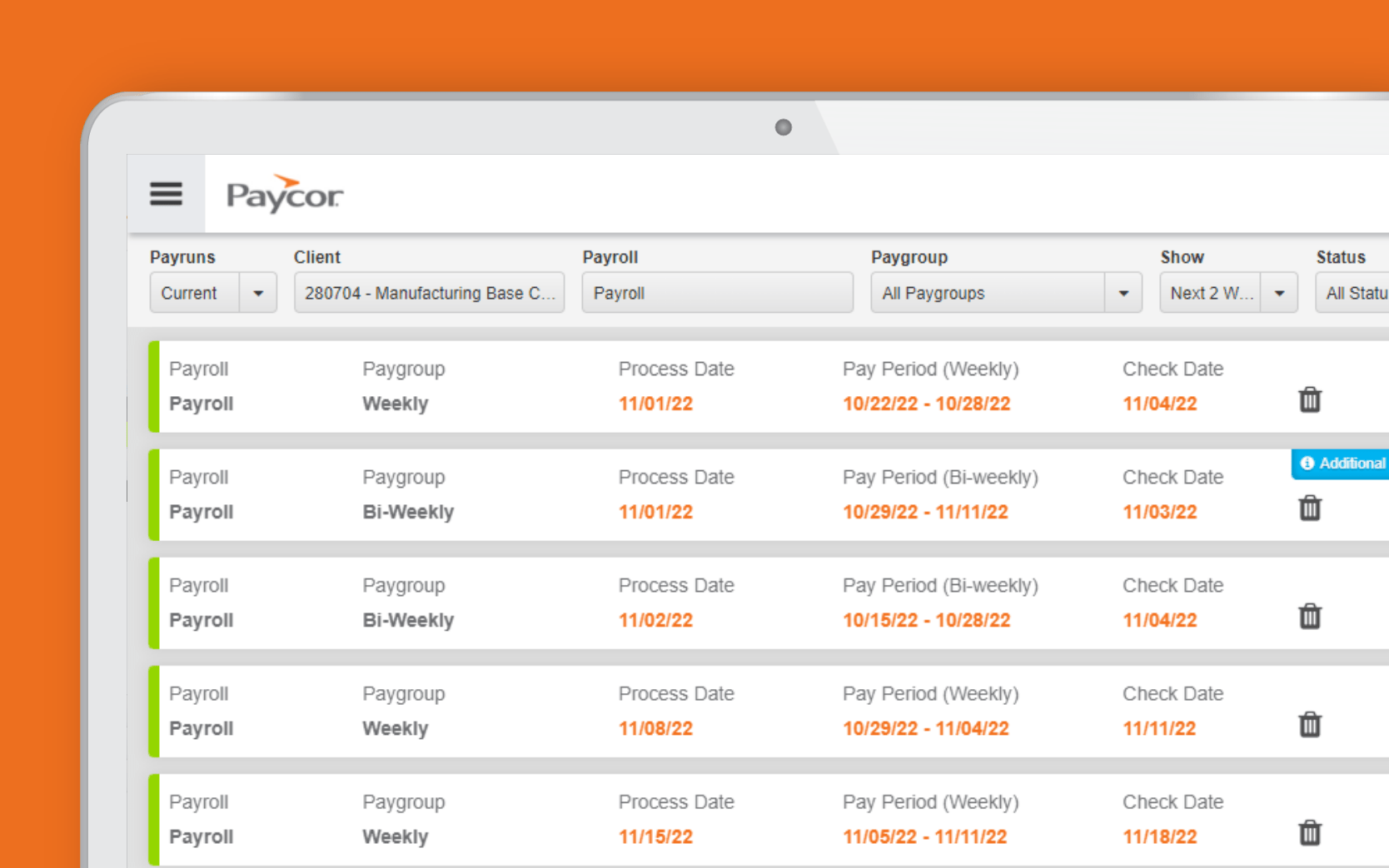 Giao diện Phần mềm nhân sự-tính lương Paycor