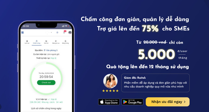 Đơn giản hóa việc chấm công với app chấm công trên điện thoại trợ giá tốt nhất Việt Nam fCheckin