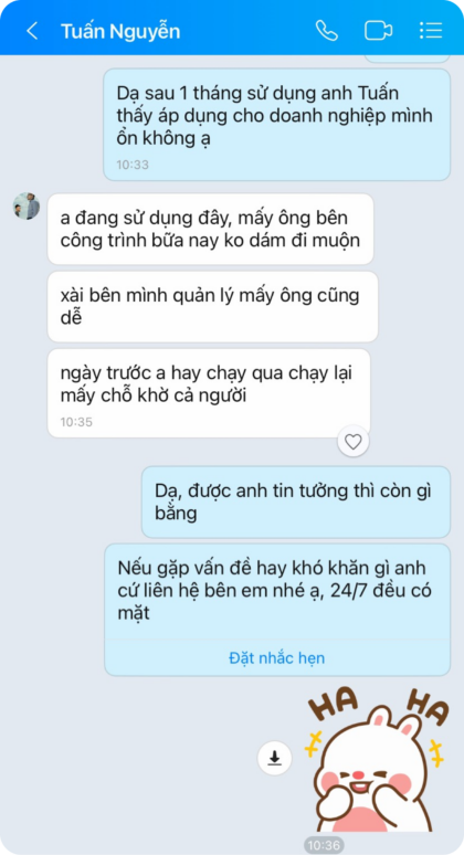 Tin nhắn khách hàng review phần mềm Fastdo.vn