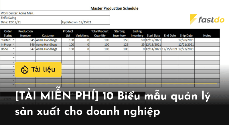 [TẢI MIỄN PHÍ] 10 Biểu mẫu quản lý sản xuất cho doanh nghiệp