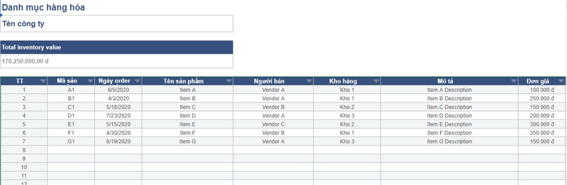 File excel quản lý đơn đặt hàng số 2