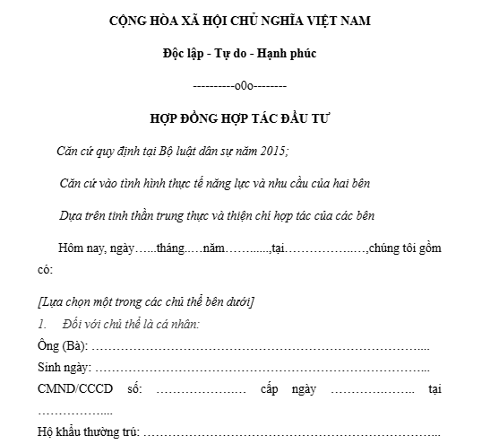 Hợp đồng thỏa thuận hợp tác số 6