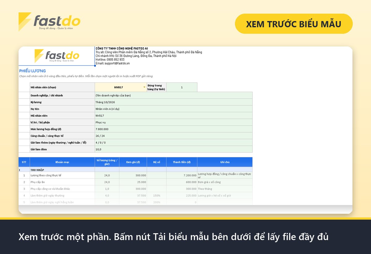phiếu lương: xem trước mẫu phiếu lương Fastdo (tải file đầy đủ ở nút bên dưới)