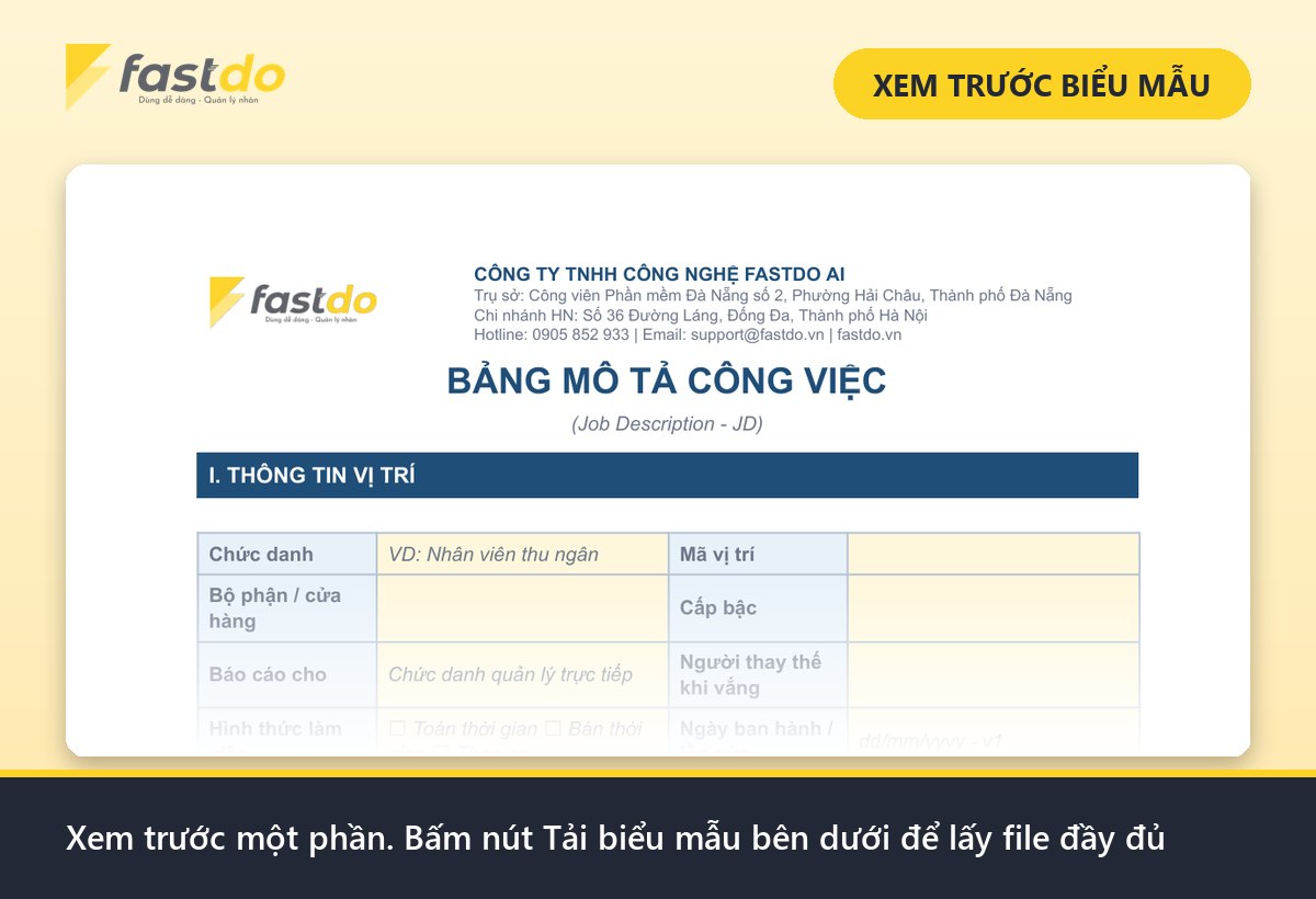 mô tả công việc nhân viên thu ngân: xem trước bảng mô tả công việc cửa hàng Fastdo (tải file đầy đủ ở nút bên dưới)