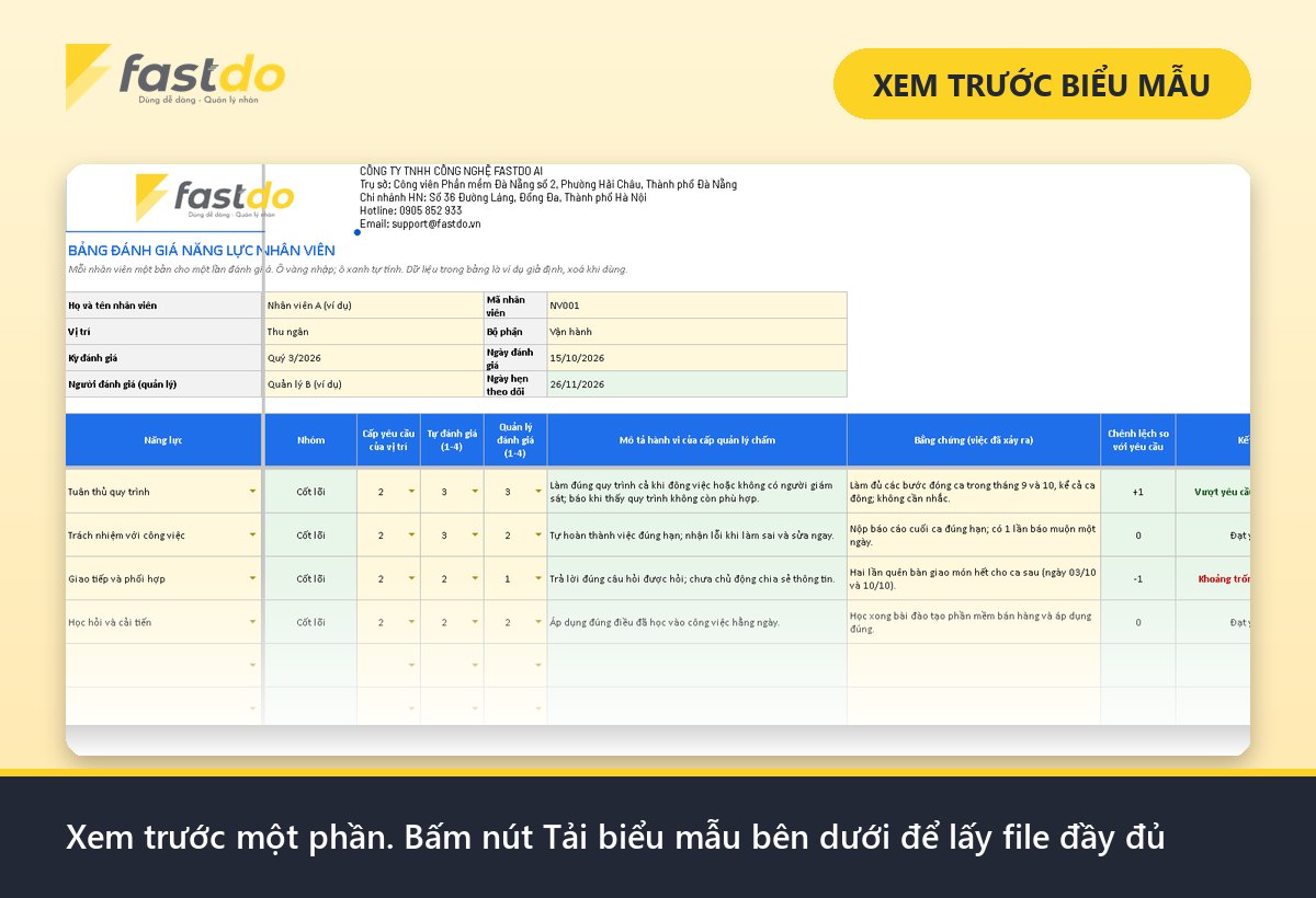 bảng đánh giá năng lực nhân viên: xem trước bảng đánh giá năng lực Fastdo (tải file đầy đủ ở nút bên dưới)