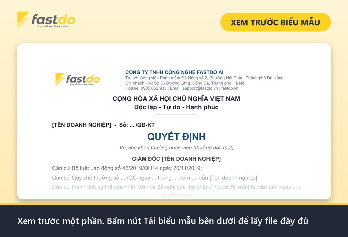 mẫu quyết định khen thưởng: xem trước mẫu quyết định khen thưởng Fastdo (tải file đầy đủ ở nút bên dưới)