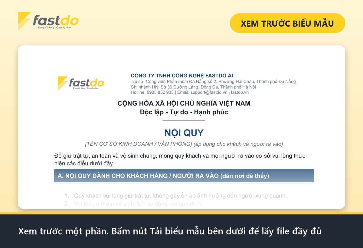 nội quy nhà hàng: xem trước mẫu nội quy cửa hàng, nhà hàng Fastdo (tải file đầy đủ ở nút bên dưới)