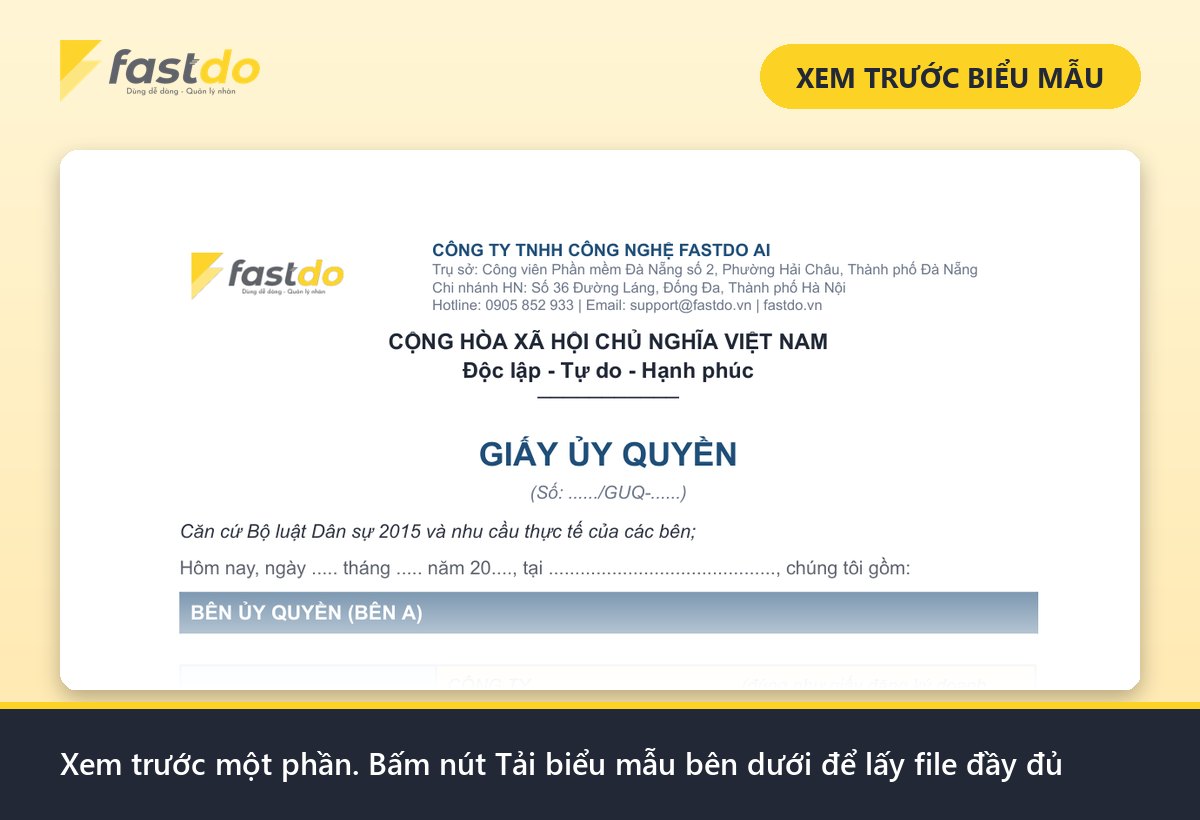 mẫu giấy ủy quyền: xem trước mẫu giấy ủy quyền công ty Fastdo (tải file đầy đủ ở nút bên dưới)
