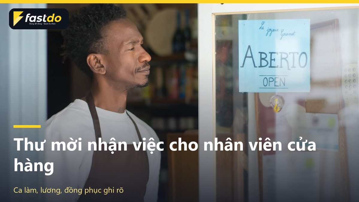 mẫu thư mời nhận việc cho nhân viên cửa hàng