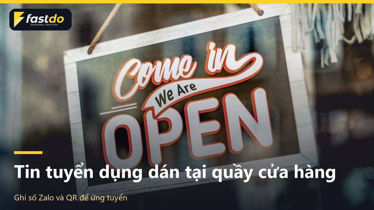 mẫu tin tuyển dụng nhân viên cửa hàng dán tại quầy