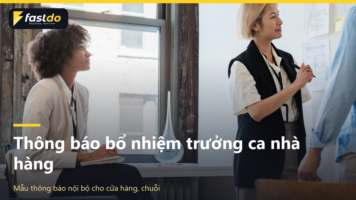 thông báo bổ nhiệm trưởng ca nhà hàng